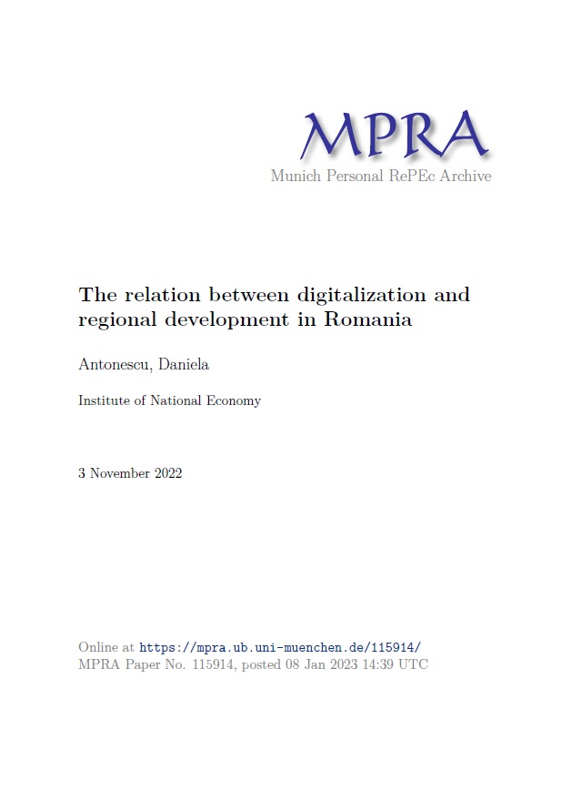 The relation between digitalization and regional development in Romania